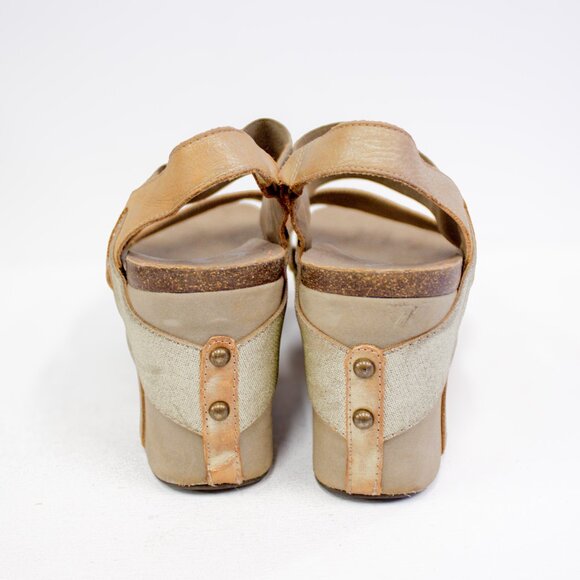 OTBT | Bushnell Gold Leather Platform Wedge Sandals Women's Size 10 - Picture 5 of 11